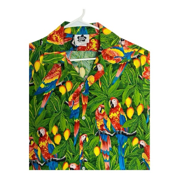 VTG Hilo Hattie Macaws Bird Mens Shirt Hawaiian Casual‎ Button Front Rare Size L - Picture 3 of 10